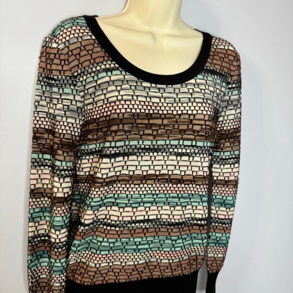 Missoni Wool Blend Textured Knit Multi Scoop Neck Pullover Sweater Made Italy 8 - Picture 10 of 13